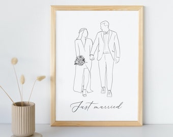 Personalisiertes Lineart Poster,  Portrait vom Bild Paar ,Line Art,svg,Liebe,personalisierbar Love | Brautpaar, Hochzeitsgeschenk, Jahrestag