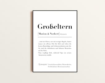Personalized Poster - Grandparents Definition, Gift for Grandma and Grandpa, Definition Poster, Birthday, Gift for Grandparents Announce