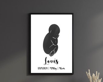 Personalized Birth Announcement Birth Dates Print Birth Newborn Baby Poster Birth Poster with Names and Dates