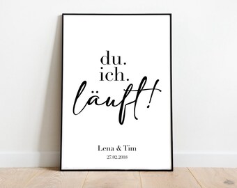 Poster - personalized, you I run, love, partnership, personalized gift | Valentine's Day wedding gift, anniversary black