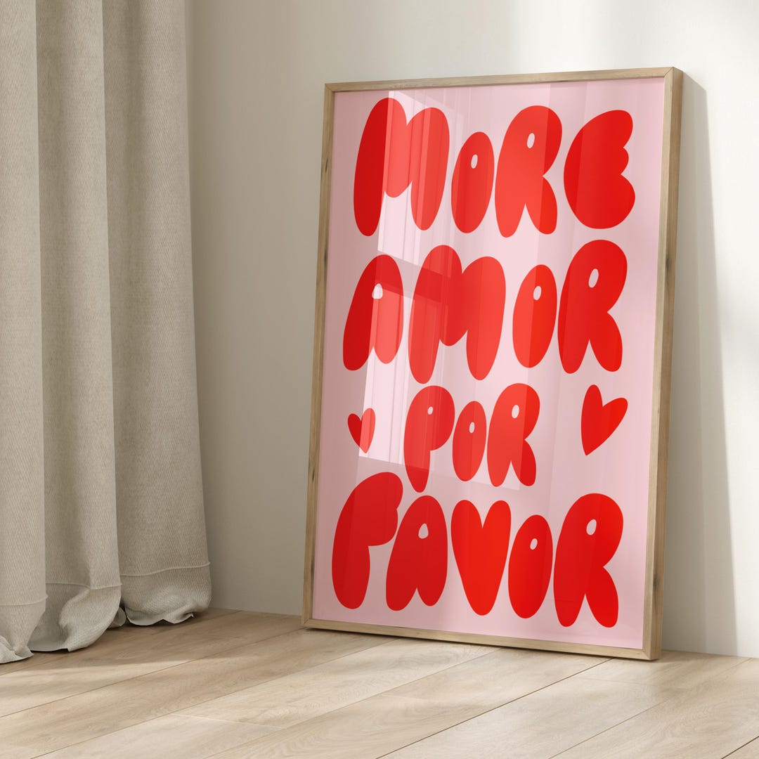 Stampa Su Tela Moderna Eclectica 'More Amor Por Favor' – 60x90 Cm, Senza Cornice, Decorazione Parete Per Soggiorno