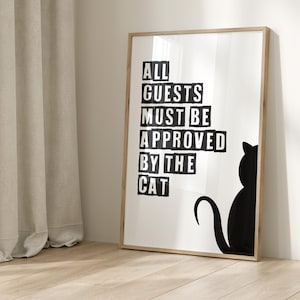 Poster: Cat, meow sw , Funny Cat Print Minimalist Heart Decor Cat Owner Gift Kitten Poster Trendy Cat Wall Art Typo