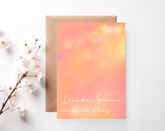Postcard: Let the sun into your heart | Pink greetings - greeting card - birthday card, friends, encouragement, holidays