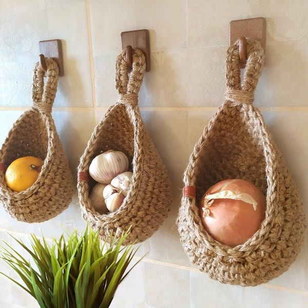 Hanging wall baskets Vegetable baskets Hanging fruit baskets  Rustic baskets set