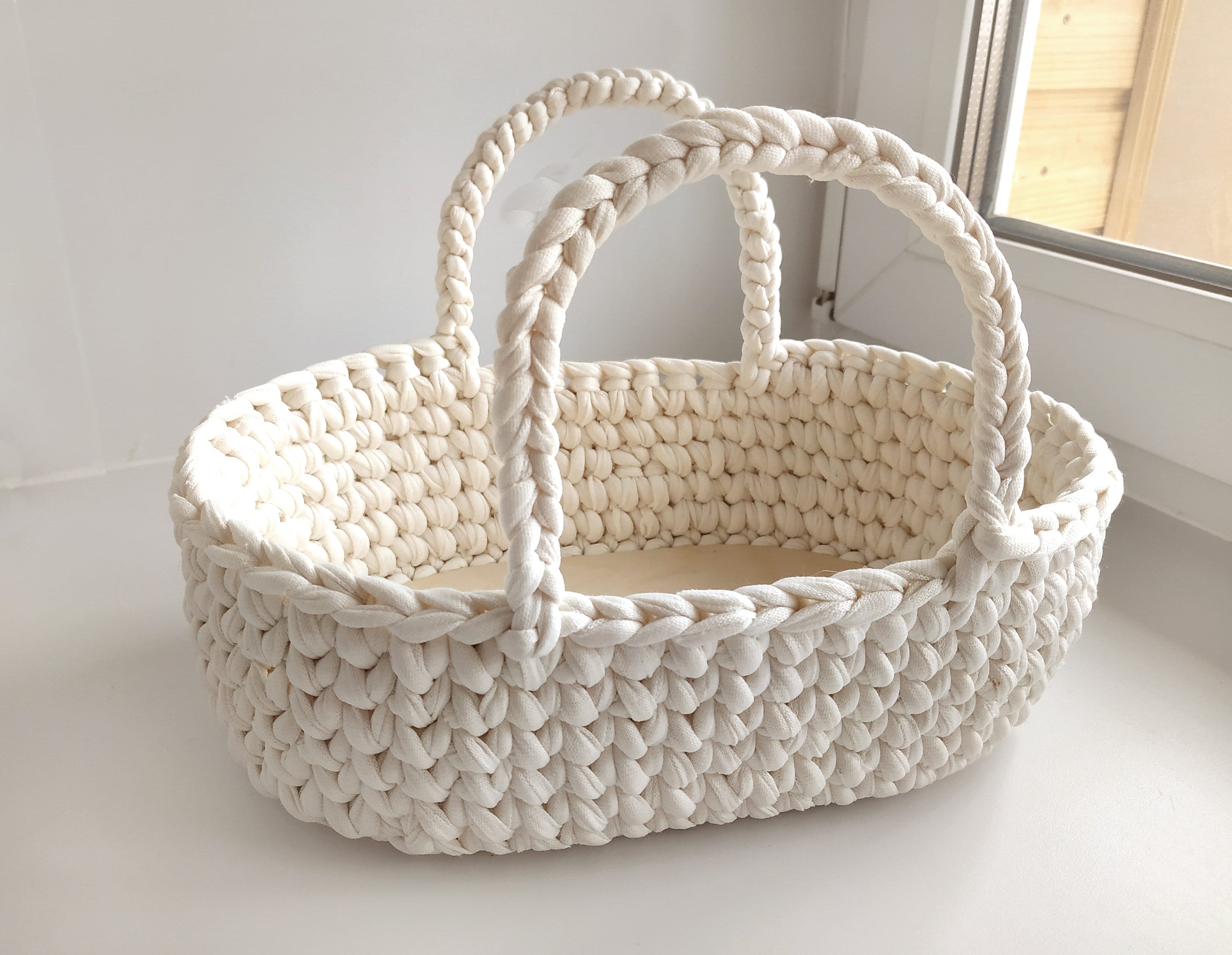 Doll Moses Basket with handles Crochet doll cradle Knitted Etsy