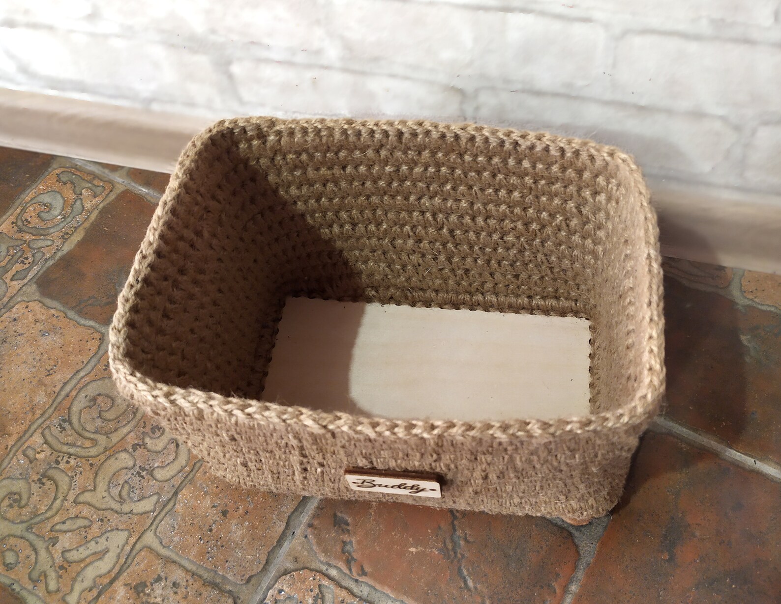 Personalized dog toys basket Crochet jute basket Rectangle Etsy