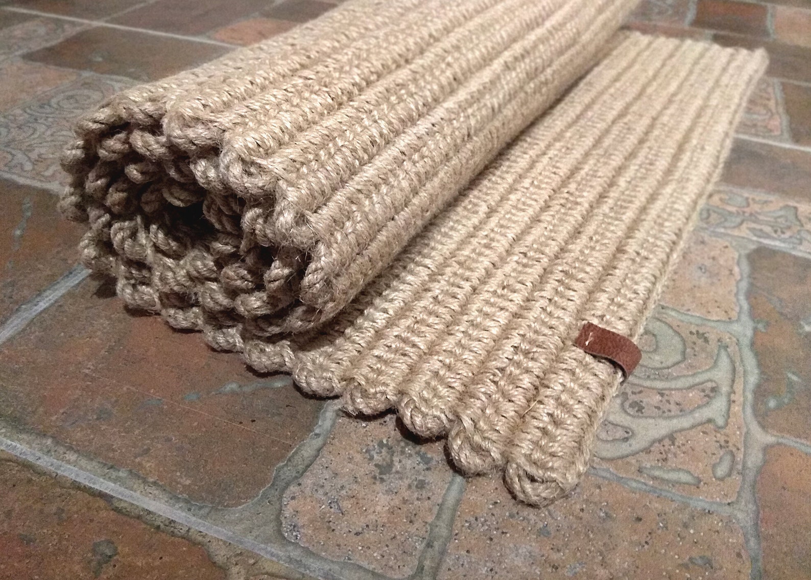 Crochet jute rug Braided jute runner Rope doormat Braided door Etsy