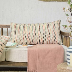 Woven Pillow Cover 14&quot;x28&quot; Textured Woven Decorative Pillow Cover Boho Gift Colorful Woven Stripe Pillow Cover 35x70cm