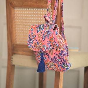 Travel Quilted Backpack ,Small Quilted Bag, Block Printed Bag, School Backpack, Gift For Girls, Unique Backpack, Diaper Bag Backpack
