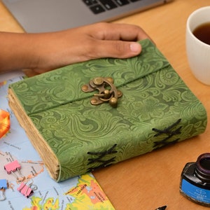 Handmade Paper Leather Notebook, Journal With Lock, Organizer Diary, Personal Diary, Student Gift, Unique Gift For Men, Handcrafted Gifts