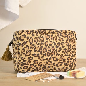 Borsa a marsupio in cotone con stampa animalier, borsa per cosmetici, piccola borsa con stampa leopardata, astuccio per il trucco, graziosa borsa per il trucco, le migliori idee regalo, regalo per lei