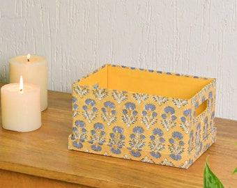 Handmade Paper Box, Yellow Paper Box, Floral Printed Box, Accessories Paper Box, Kraft Packaging, Paper Jewelry Box, Personalised Paper Box