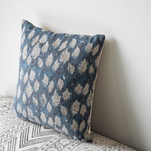 Indian Indigo Block Print Cushion Cover, Handmade Blue Pillow, Home Living Room Decor Pillow, Housewarming Gift, Wedding Gift, Gift For Mom image 4