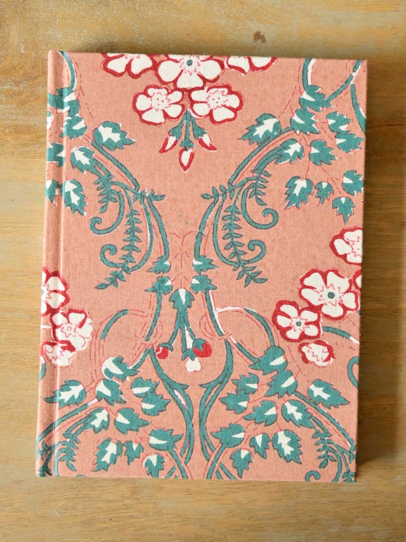 Handgeschöpftes Papier Notizbuch, Floral Bedrucktes Tagebuch, Großes Rosa Tagebuch, Geschenk für Sie, Geburtstagsgeschenk, Hochzeitsgeschenk, Jubiläumsgeschenk, Reisegeschenk Bild 2