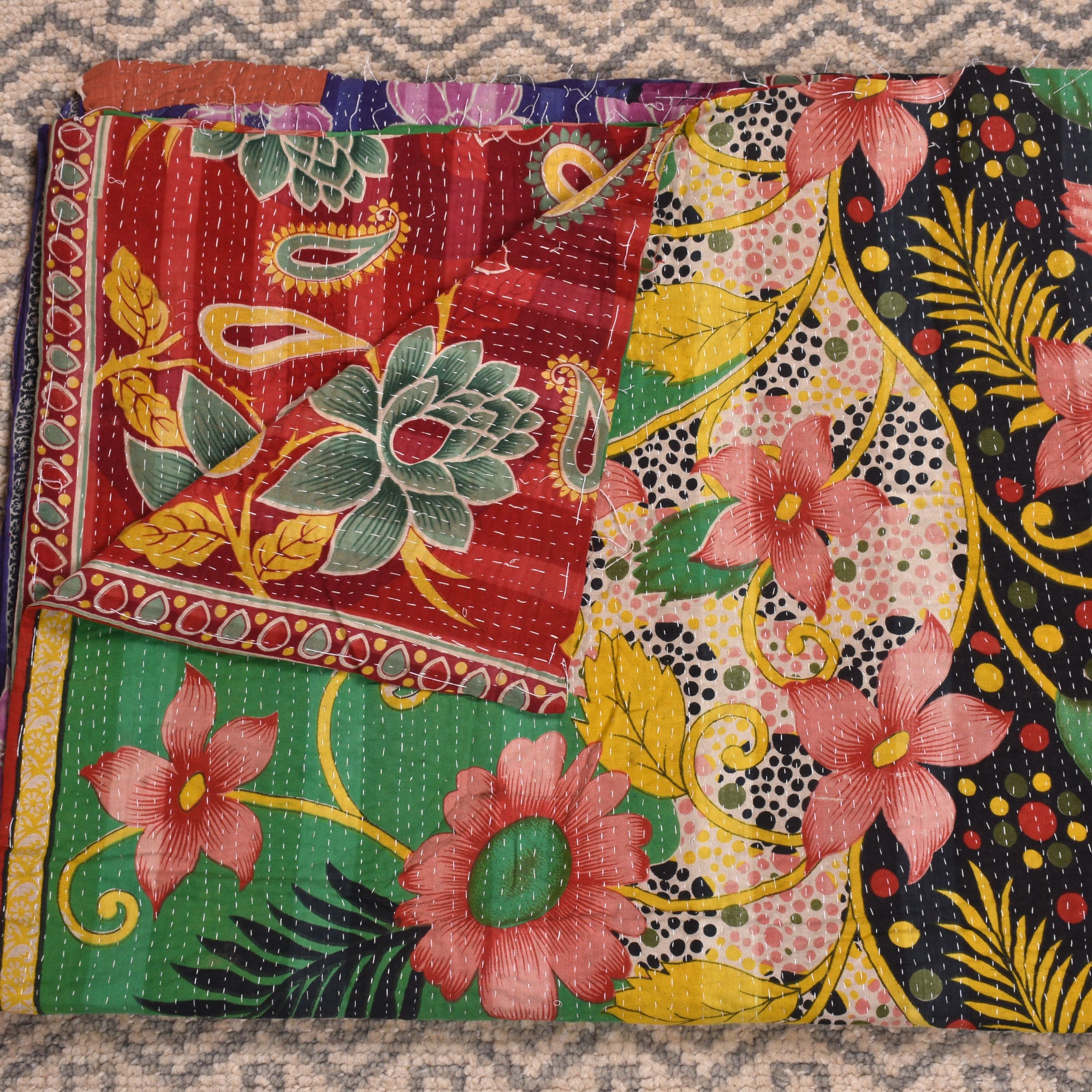 Vintage Kantha Quilt Handmade Kantha Blanket Indian Kantha | Etsy