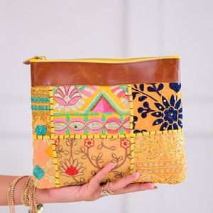 Cosmetic Bag, Makeup Organizer Bag, Toiletry Bag, Yellow Designer Bag, Small Makeup Pouch, Wedding Gift For Women, Birthday Gift for Her