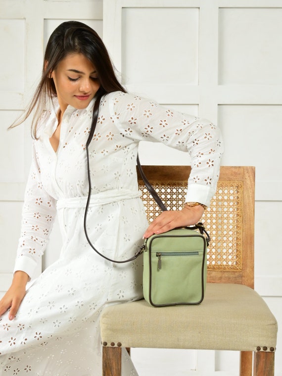 High Quality Sling Bag For Women s Canvas Green Crossbody Bag Personalized Gift For Her Best Sling Bag For Travel Unique Sling Bag