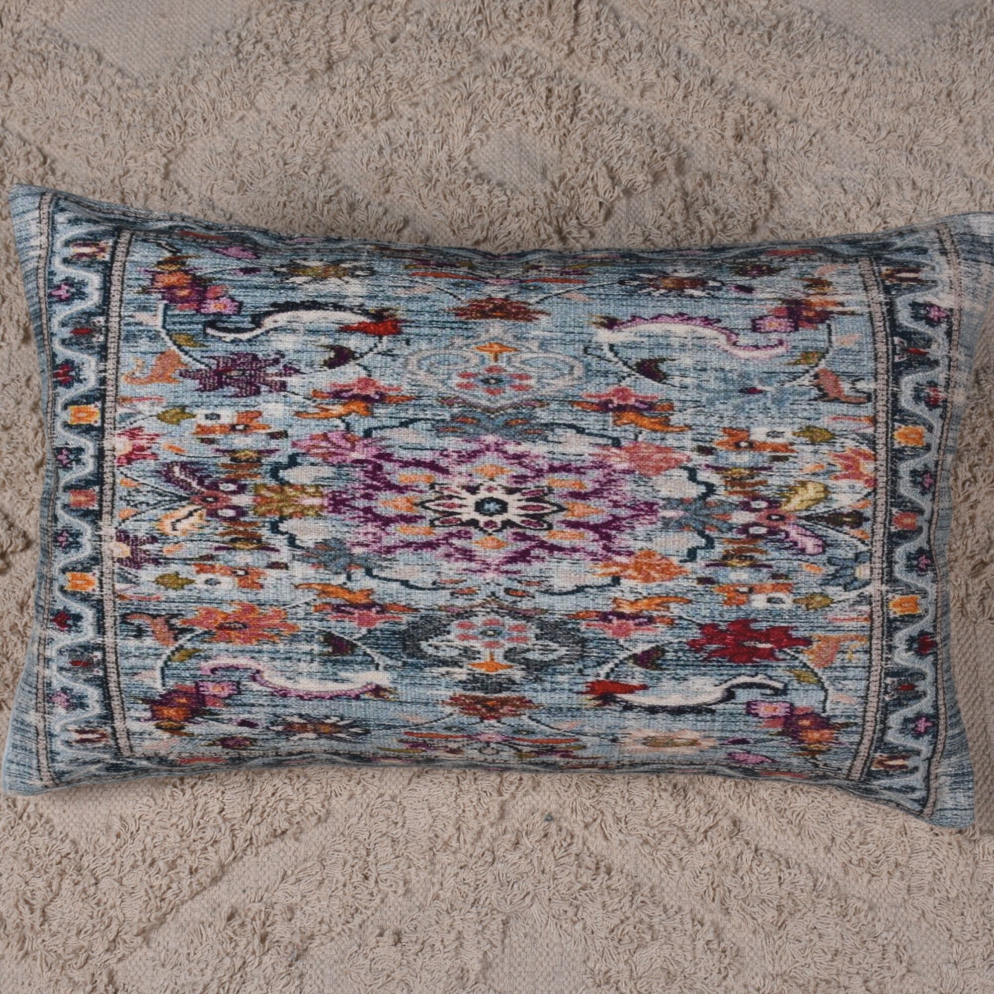 Multicolor Pillow Printed Rug Pillow Cover Handmade Cotton Etsy
