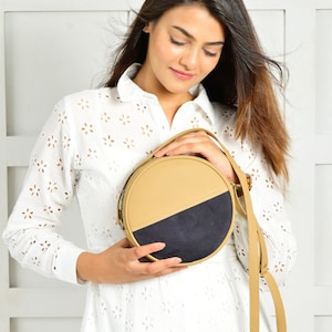 New Style Round Cross Body Bag, Sling Bag for Women, Brown Crossbody Bag, Bag for Women, Bohemian Style Bag, Leather Bag, Wedding Gift