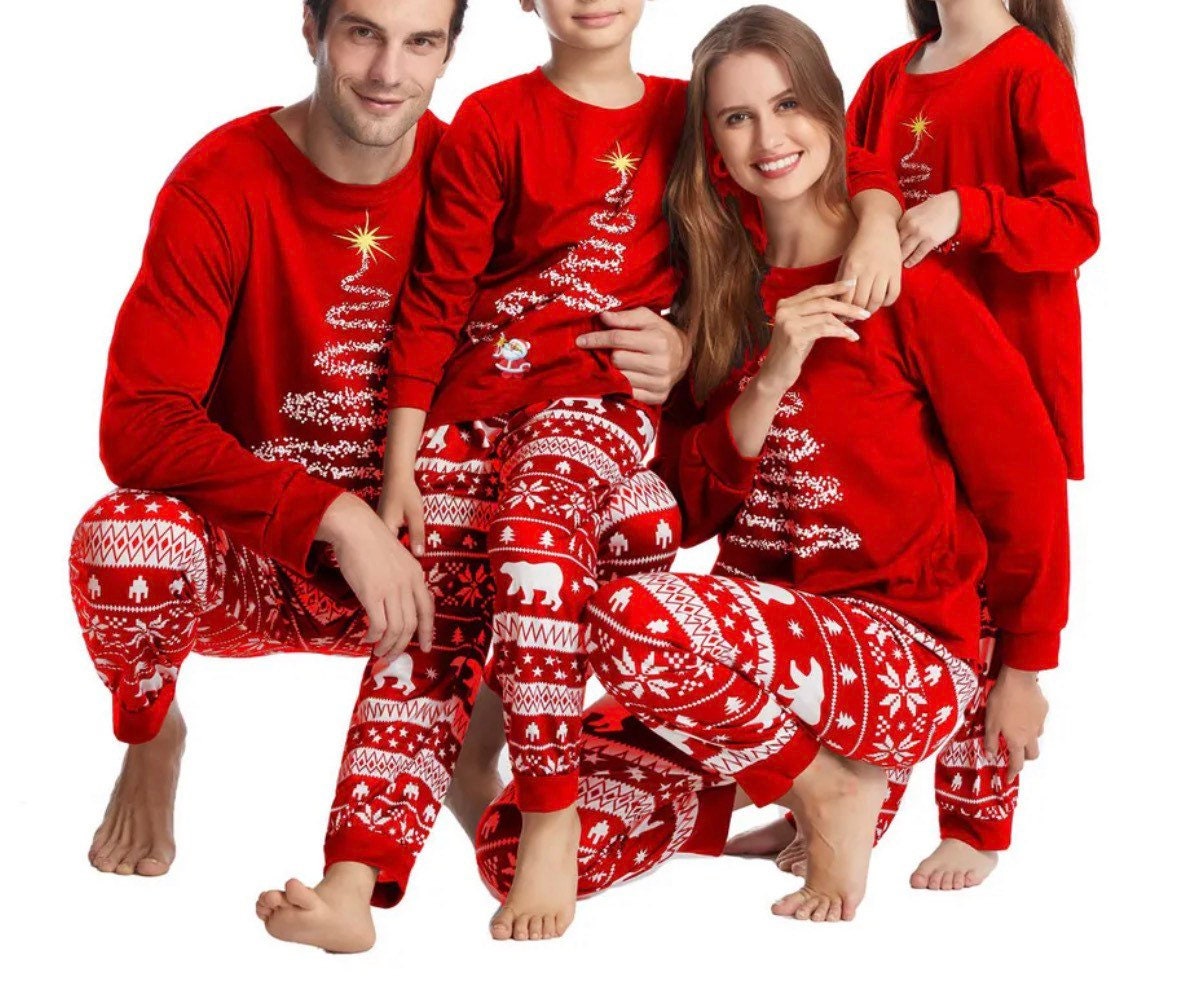 Haorugut Family Christmas Pajamas Set Christmas Onesie Adult Couples Christmas Pajamas 