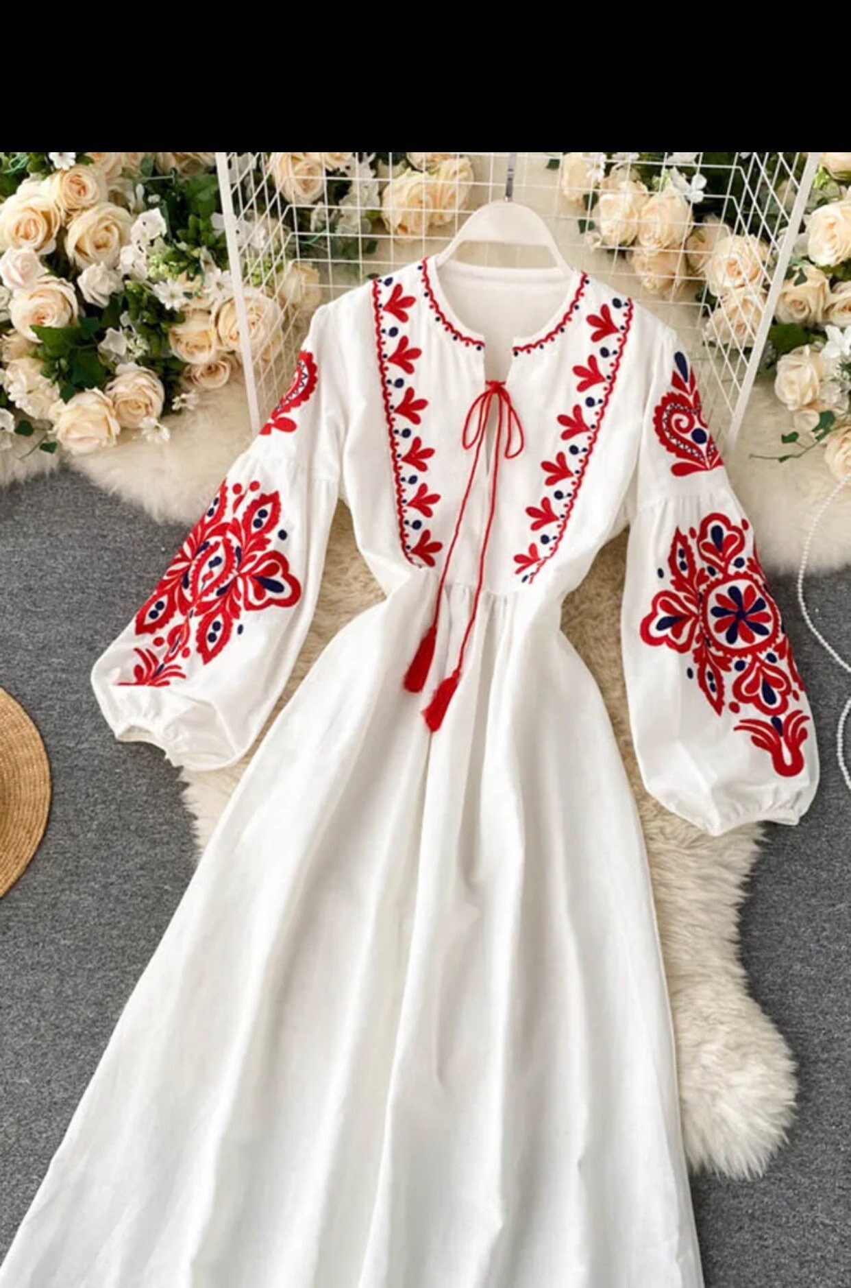 Boho Dress Cotton Linen Dress Autumn Women Dresses Embroidered - Etsy UK