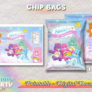 Chip Bag - Care Bears Party - Girl - Only DIGITAL DOWNLOAD for Chip Bag - Care Bears Labels