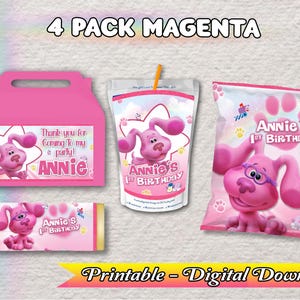 4 Pack Magenta - Girl - Chip Bag - Juice - Chocolate - Gable Box - Blues clues Lables - DIGITAL DOWNLOAD - Magenta