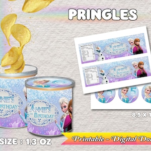 Frozen-Party-Etiketten – 1,3-Unzen-Dose Chips – Froze-Party-Etiketten und -Wraps – individuell – DIGITALDRUCKBAR – Pringles