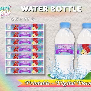 Water Bottle - Little Mermaid Ariel Party - Girl - Only DIGITAL DOWNLOAD for Water Bottle - Little Mermaid Ariel Labels