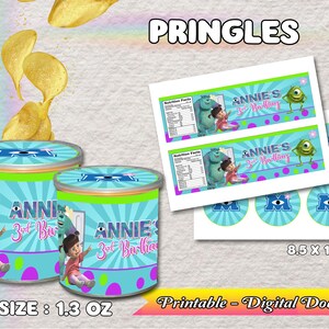 Monster, Inc Party Labels - 1.3oz can of chips - Monster, Inc Party Labels and Wraps - custom - DIGITAL PRINTABLE - Pringles