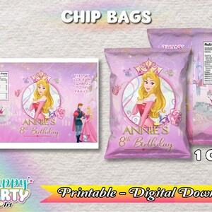 Chip Bag - Prinzessin Aurora - Mädchen - Nur DIGITALER DOWNLOAD für Chip Bag - Dornröschen Etiketten - Chip Bag Aurora