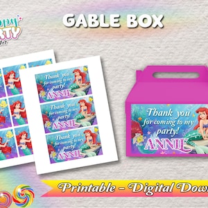 Gable Box - Little Mermaid Ariel Party - Téléchargement UNIQUEMENT NUMÉRIQUE pour Gable Box - Little Mermaid Ariel Labels