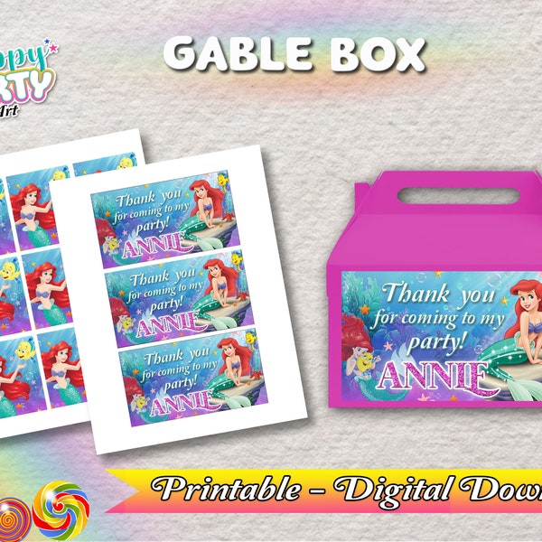 Gable Box - Little Mermaid Ariel Party - Only DIGITAL DOWNLOAD for Gable Box - Little Mermaid Ariel Labels