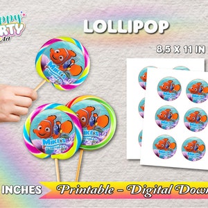 Lollipop Labels - Finding Nemo Party - Girl - Only DIGITAL DOWNLOAD for Lollipop Labels - Finding Nemo