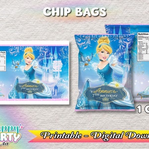 Chip-Tasche - Prinzessin Aschenputtel - Mädchen - Nur DIGITALER DOWNLOAD für Chip-Tasche - Prinzessin Aschenputtel Etiketten - Chip-Tasche Aschenputtel