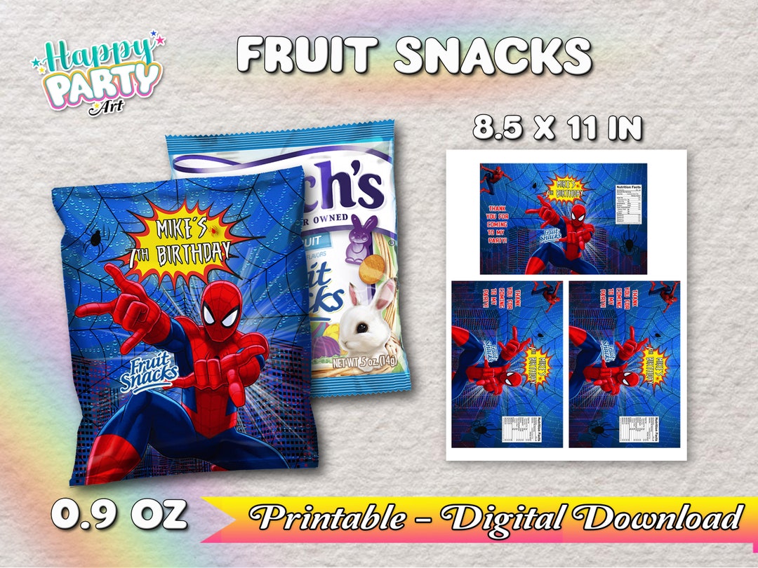 Fruit Snacks Spiderman Only DIGITAL DOWNLOAD Spiderman Birthday for