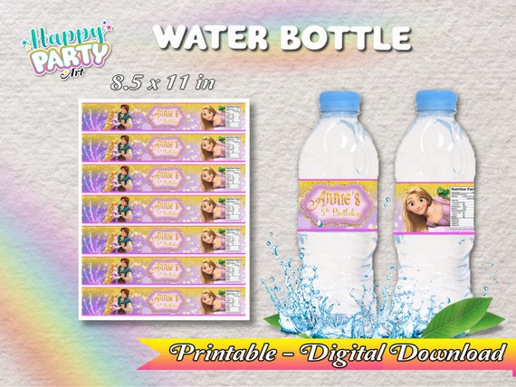 Water Bottle rapunzel Party Girl Only DIGITAL DOWNLOAD for Water Bottle  Rapunzel Labels Tangled 