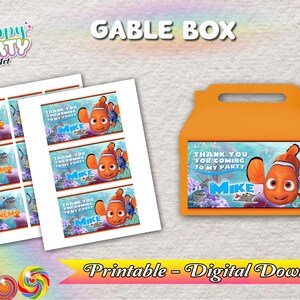 Gable Box - Finding Nemo Party - Téléchargement UNIQUEMENT NUMÉRIQUE pour Gable Box - Trouver des étiquettes Nemo