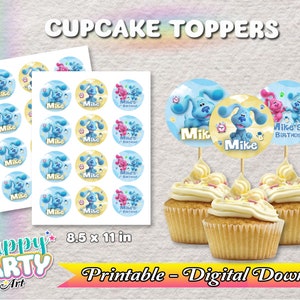 Cupcake Toppers - Blues Clues e Magenta Birthday Party Cupcake Toppers - Solo DOWNLOAD DIGITALE per Cupcake Toppers - Blues Clues