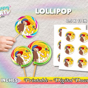 Lollipop - Curious George - Only DIGITAL DOWNLOAD for Lollipop - Curious George - Birthday Party Curious George