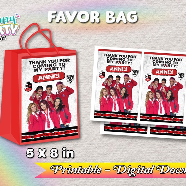 RBD - Favor Bag - DIGITAL DOWNLOAD - Favor Bag Rbd - Rebelde Labels