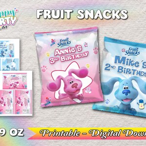 Fruit Snacks - Blue and Magenta - Only DIGITAL DOWNLOAD - Blue and Magenta Birthday - for Fruit Snacks Blue Clues