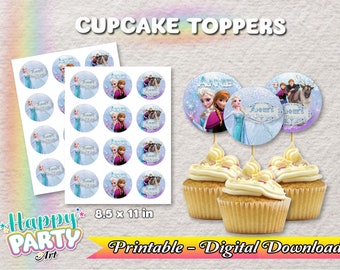 Cupcake Toppers - Frozen Birthday Party Cupcake Toppers - Only DIGITAL DOWNLOAD for Cupcake Toppers - Frozen