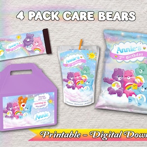 Care Bear Chip Bag Label, Care Bear Snack Bag, Care Bear Party