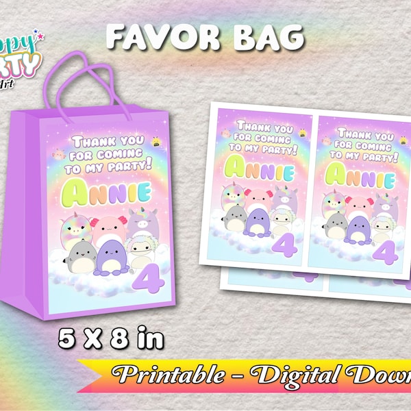 Favor Bag - Squishmallow Party - Only DIGITAL DOWNLOAD for Favor Bag - Squishmallow Labels