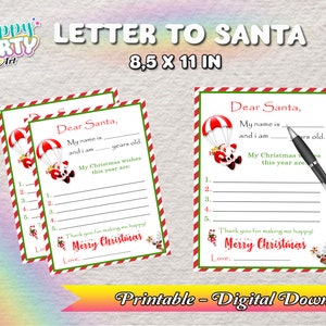 Letter to Santa Claus PRINTABLE - Children's Letter to Santa Claus -   Letter to Santa Claus - Christmas Printable - INSTANT DOWNLOAD