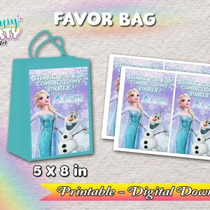 Frozen Birthday - Gastgeschenktasche - Druckbarer digitaler Download - Mädchen - Frozen Gastgeschenktasche