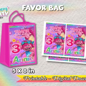 Favor Bag - Trolls Party - TÉLÉCHARGEMENT NUMÉRIQUE uniquement pour Favor Bag - Trolls Labels