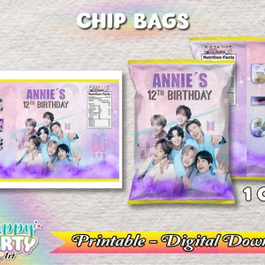 Chip Bag - Bts Party - Girl - Nur DIGITALER DOWNLOAD für Chip Bag - Bts Labels