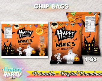 Chip Bag - Halloween Party - Boy and Girl - Only DIGITAL DOWNLOAD for Chip Bag - Halloween Labels